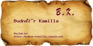 Budnár Kamilla névjegykártya